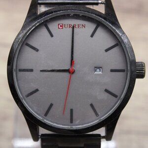 Curren Watch Mens Black Tone Stainless Steel Classic Gray Date Dial M8214